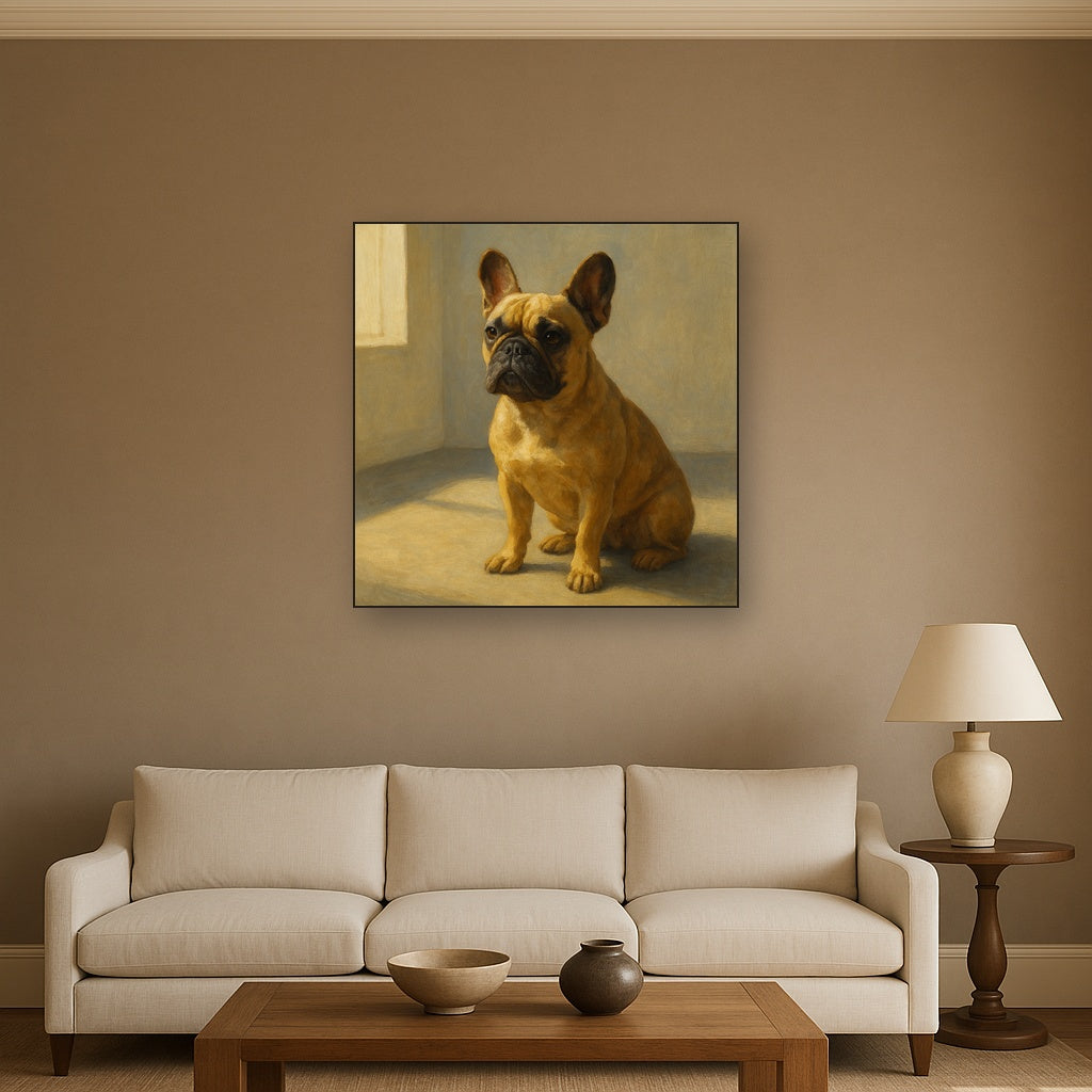 French Bulldog in Sunlit Minimalist Studio No. 9 Fine Art Oil Painting - View 2