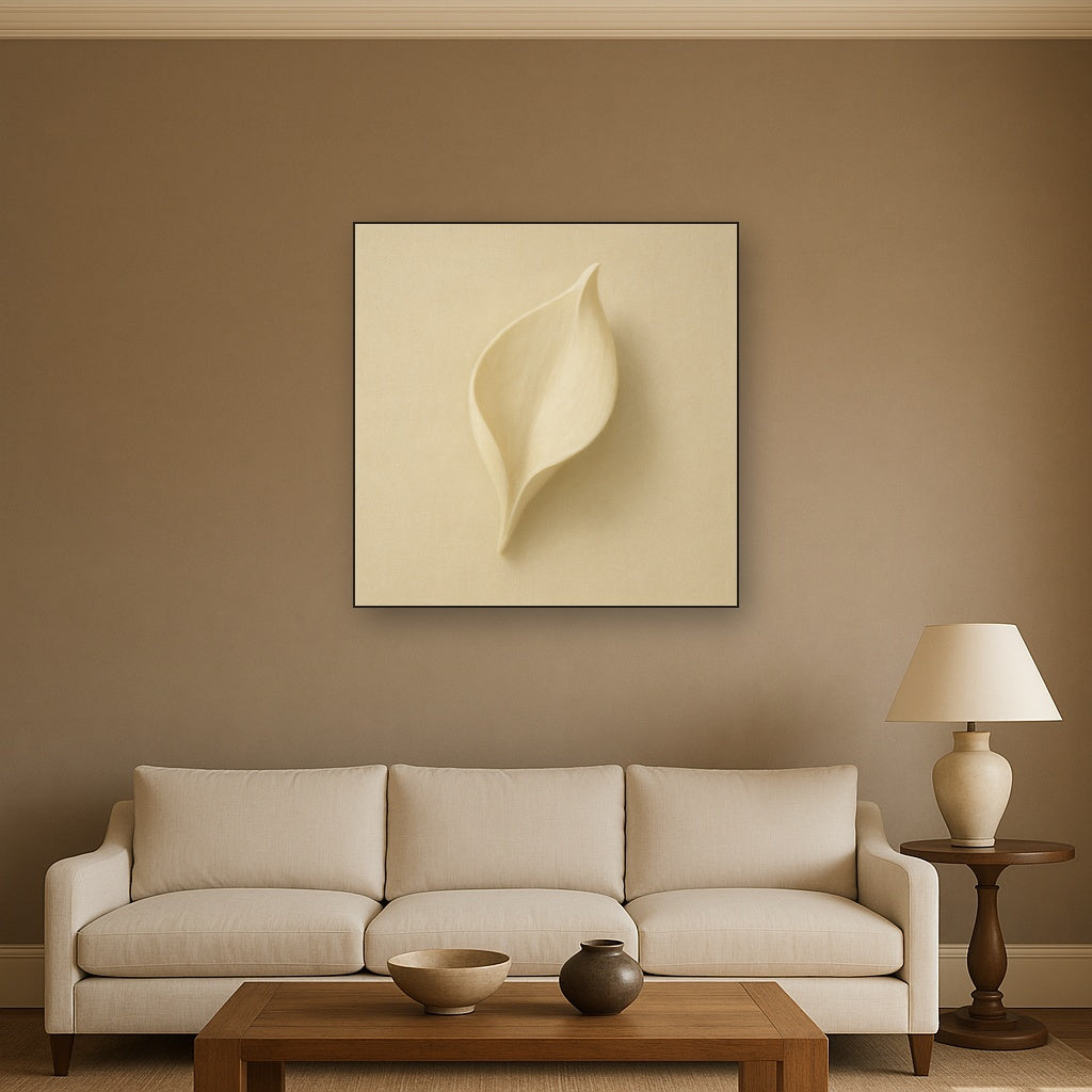 Sculpted Ivory Floral Contour No. 1 - Modern Fine Art Oil Painting - View 2