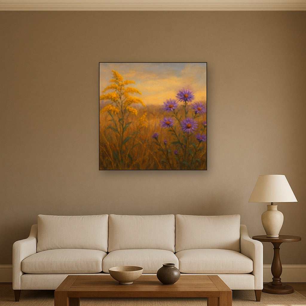 Goldenrod & Autumn Asters in Rustic Meadow No. 13 Fine Art Oil Painting - View 2