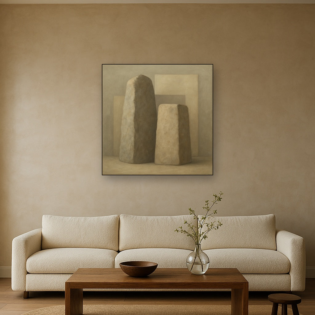 Driftwood Grey & Weathered Stone Monolith No. 29 Oil Painting - View 2
