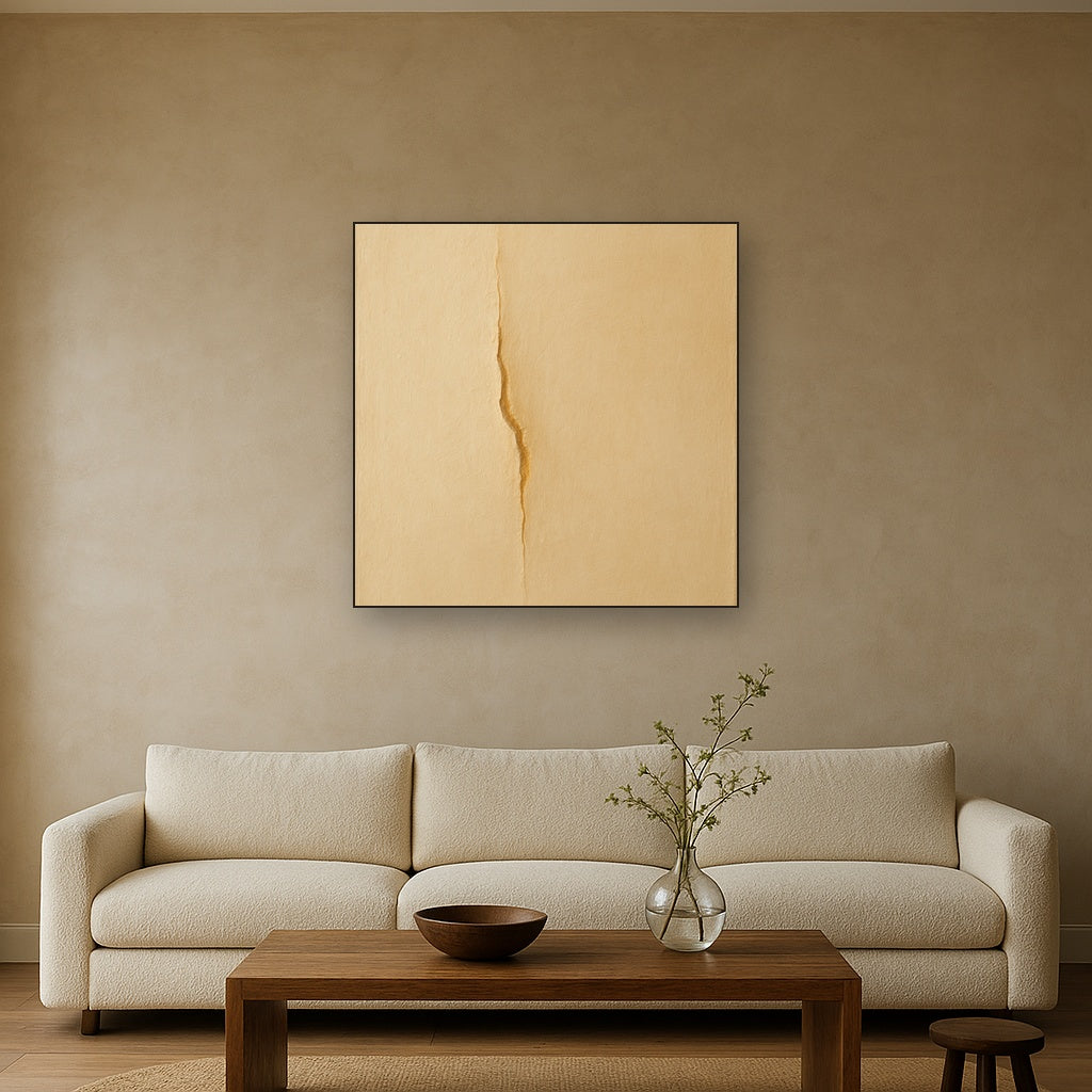Tactile Stucco & Ochre Rift No. 9 - Modern Fine Art Oil Painting - View 2