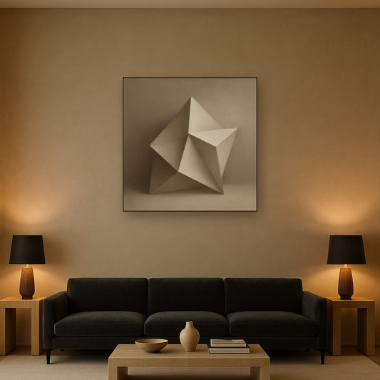 Folded Paper Geometry in Neutral Gradient Shadows No. 25 Oil Painting - View 2