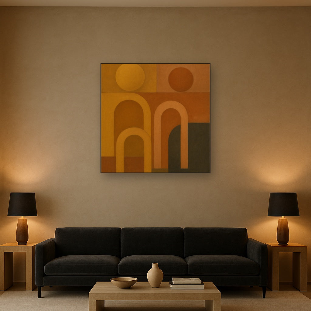 Arch & Circle Equilibrium in Warm Earth Tones No. 4 Oil Painting - View 2