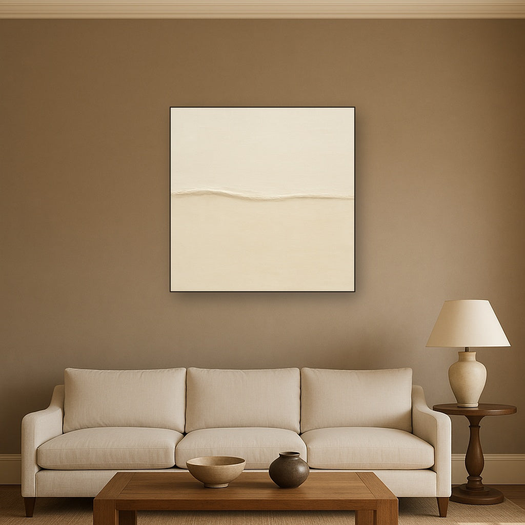 Minimalist White Horizon Band No. 7 - Modern Fine Art Oil Painting - View 2