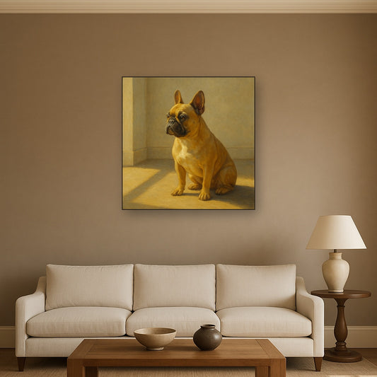 French Bulldog in Sunlit Minimalist Studio No. 17 Fine Art Oil Painting - View 2