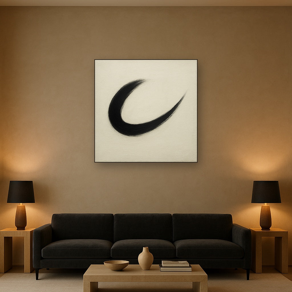Monochrome Brushstroke Void No. 5 - Modern Fine Art Oil Painting - View 2