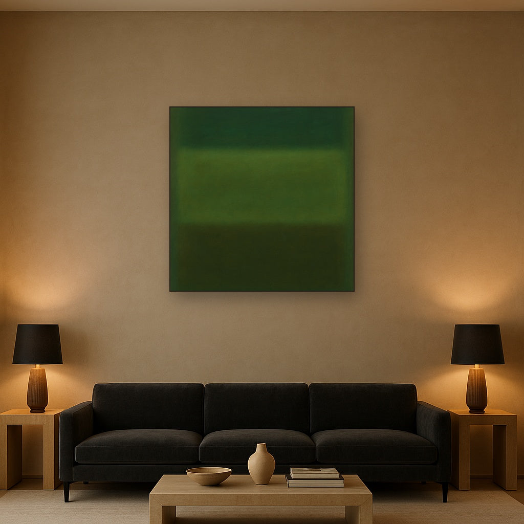 Forest Emerald & Deep Moss Contemplative Field No. 26 Oil Painting - View 2