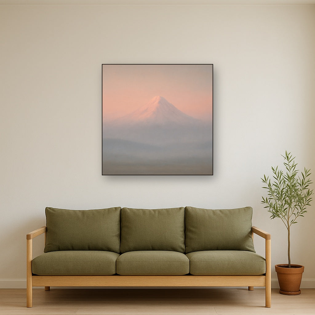 Pale Alpenglow over Distant Glacial Peak No. 8 Oil Painting - View 2