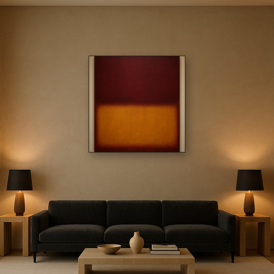 Crimson Burgundy & Saffron Gold Color Vibrations No. 15 Oil Painting - View 2