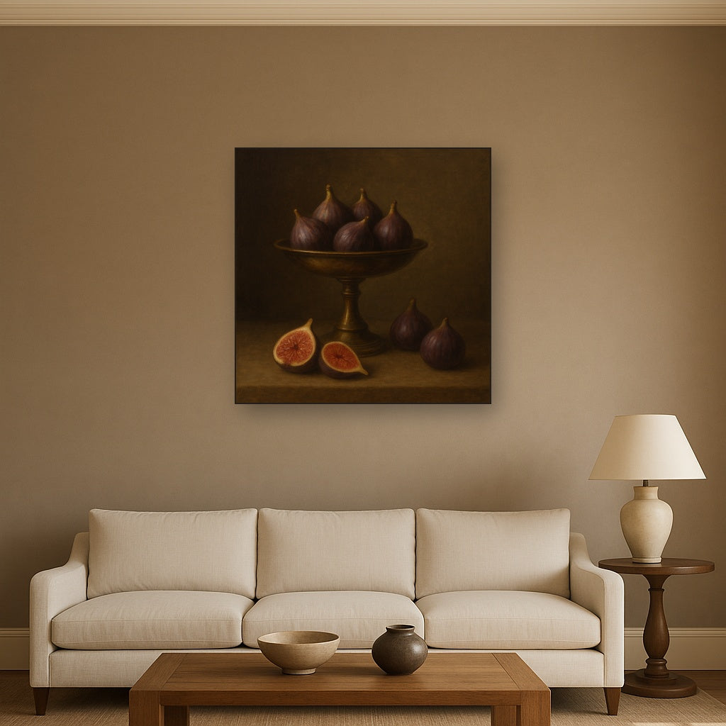 Ripe Figs & Bronze Compote Still Life No. 6 Oil Painting - View 2