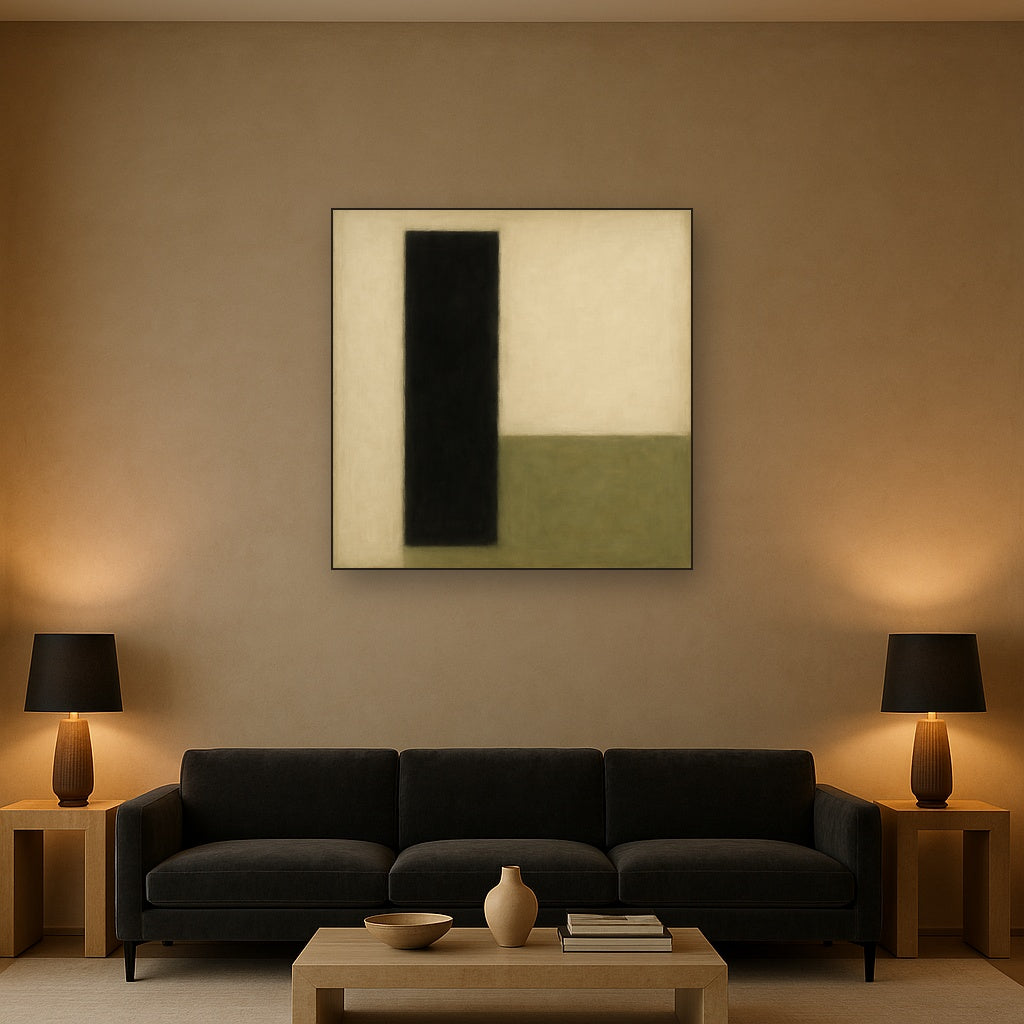 Deep Charcoal & Bone Monolith No. 1 - Modern Fine Art Oil Painting - View 2