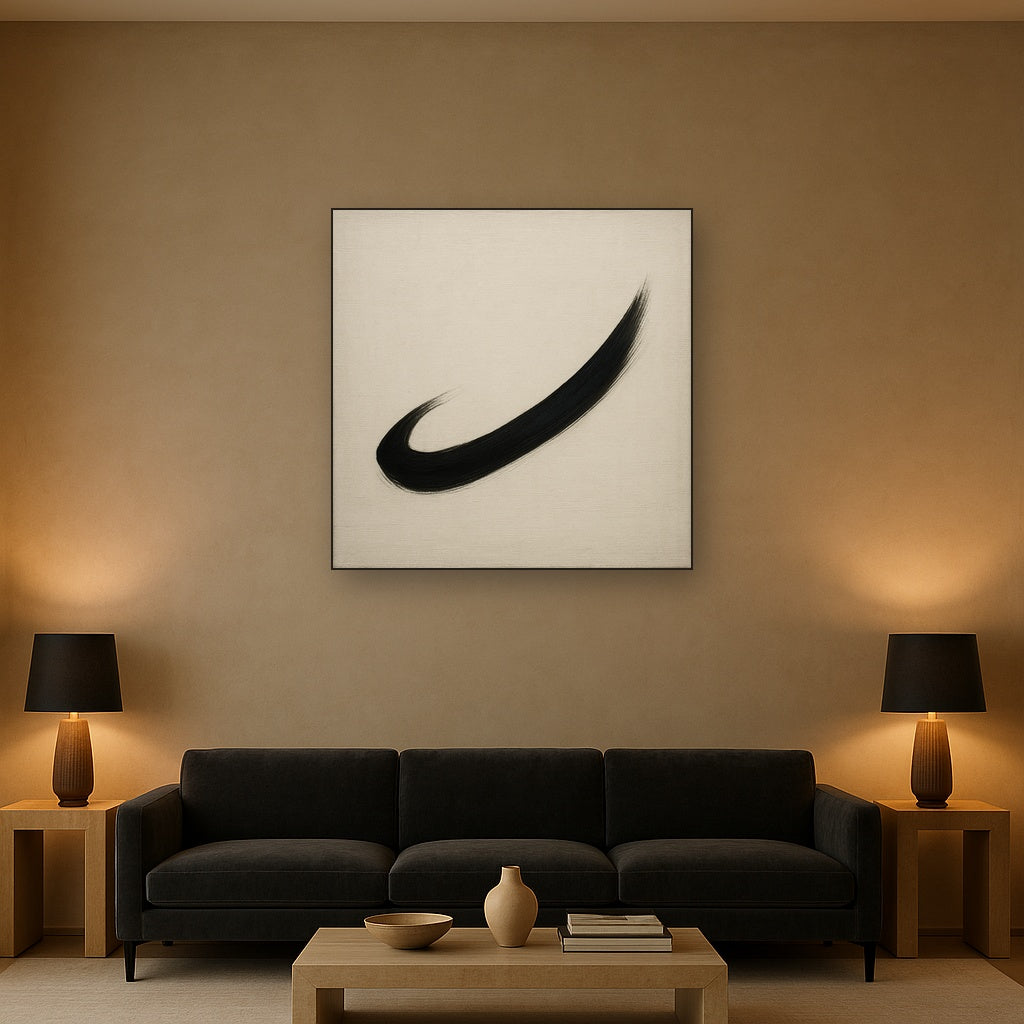 Monochrome Brushstroke Void No. 5 - Modern Fine Art Oil Painting - View 2