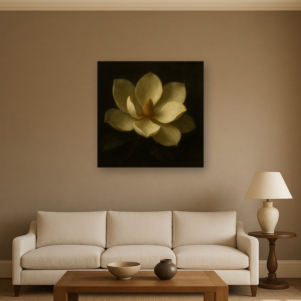 Magnolia Blossom in Quiet Chiaroscuro No. 8 Fine Art Oil Painting - View 2