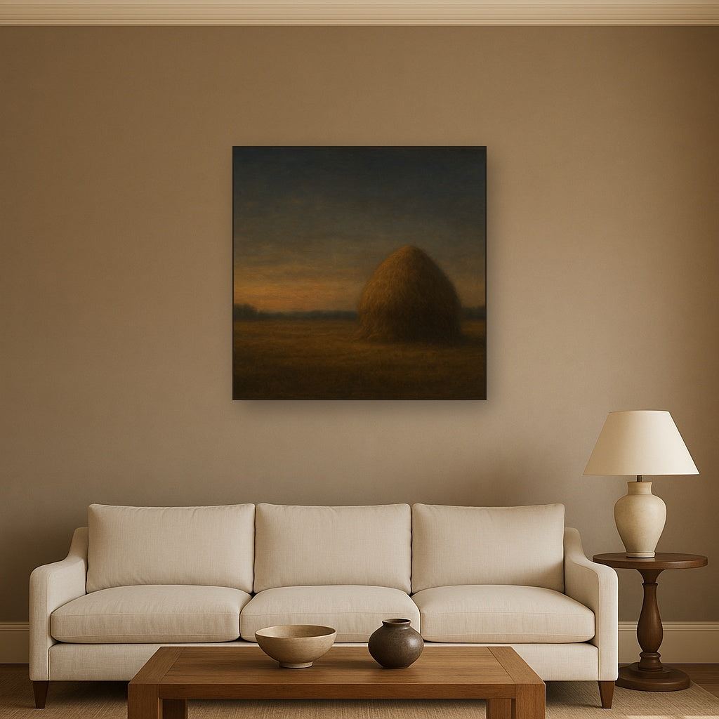 Dusk Horizon over Weathered Haystack No. 3 Oil Painting - View 2