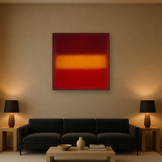Crimson Burgundy & Saffron Gold Color Vibrations No. 2 Oil Painting - View 2