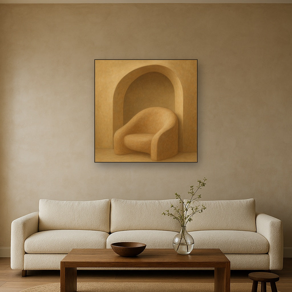Soft Architectural Curve in Desert Bone No. 4 Oil Painting - View 2