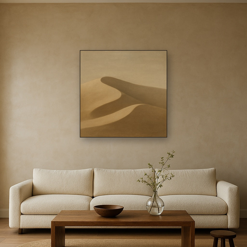 Muted Desert Dune Geometry No. 8 - Modern Fine Art Oil Painting - View 2