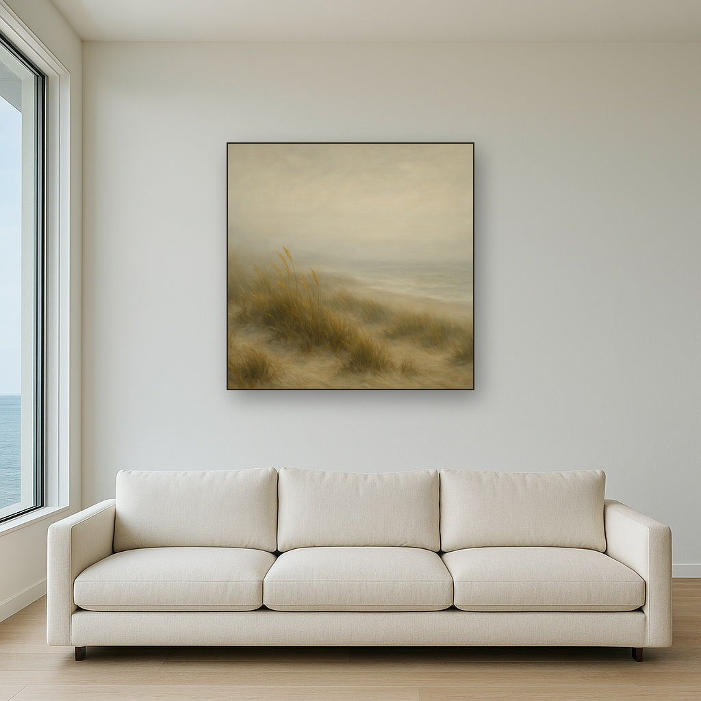 Ethereal Coastal Sea Fog over Silent Dunes No. 6 Fine Art Oil Painting - View 2
