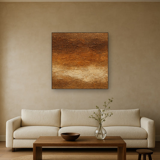 Aged Burlap & Umber Textures Oil Painting - View 2