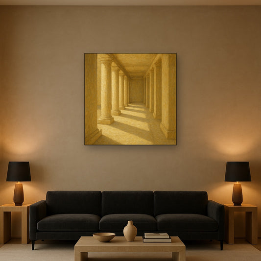 Minimalist Colonnade Light Passage No. 4 Oil Painting - Styled in Modern Living Room