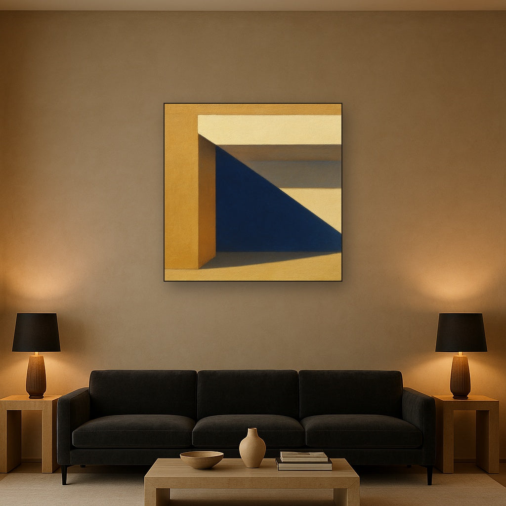 Sun & Shadow Architectural Facade Geometry No. 15 Fine Art Oil Painting - View 2