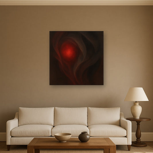 Smoky Ruby & Warm Obsidian Veils No. 8 Oil Painting - View 2
