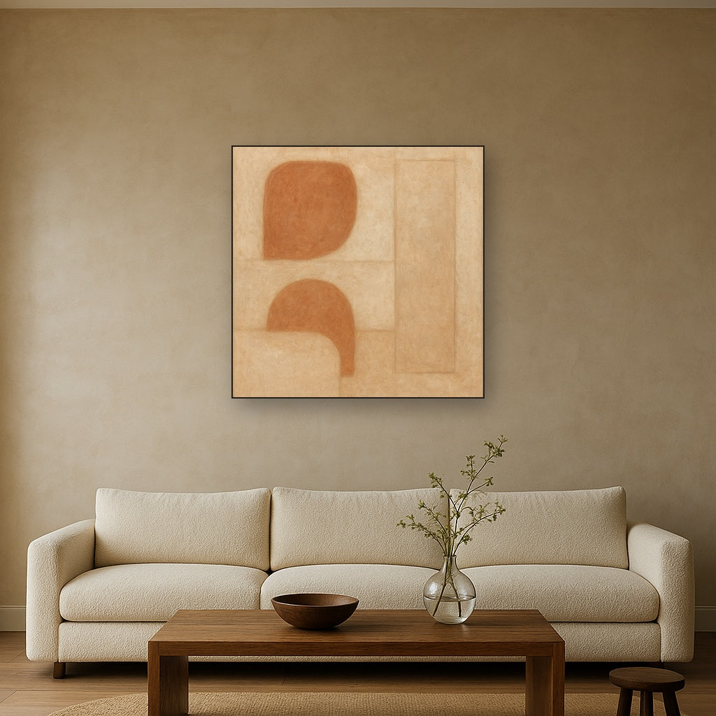 Earthy Terracotta & Weathered Plaster Wash No. 11 Oil Painting - View 2
