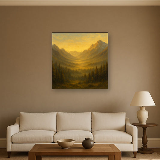 Alpine Valley at Dawn Landscape Oil Painting - View 2