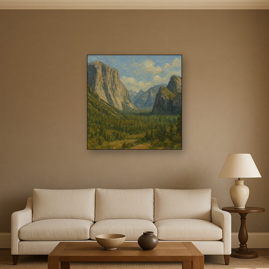 Yosemite Granite Peaks Landscape Oil Painting - View 2