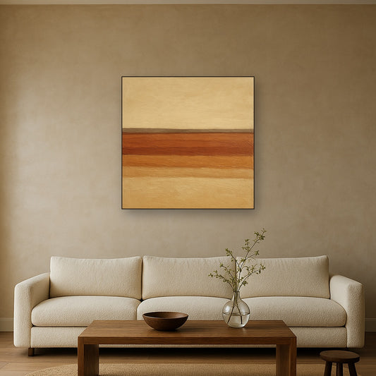 Earthy Strata Horizon Minimalist Oil Painting - View 2