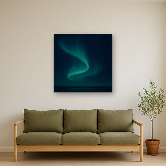 Aurora Borealis Veil in Deep Midnight Indigo No. 11 Oil Painting - View 2