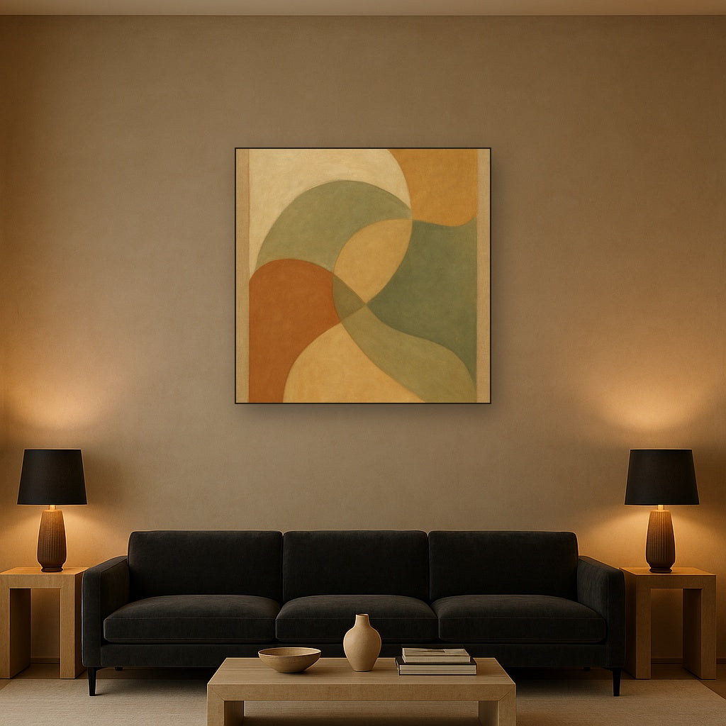 Organic Curved Shapes in Neutral Earth Pigments No. 6 Fine Art Oil Painting - View 2