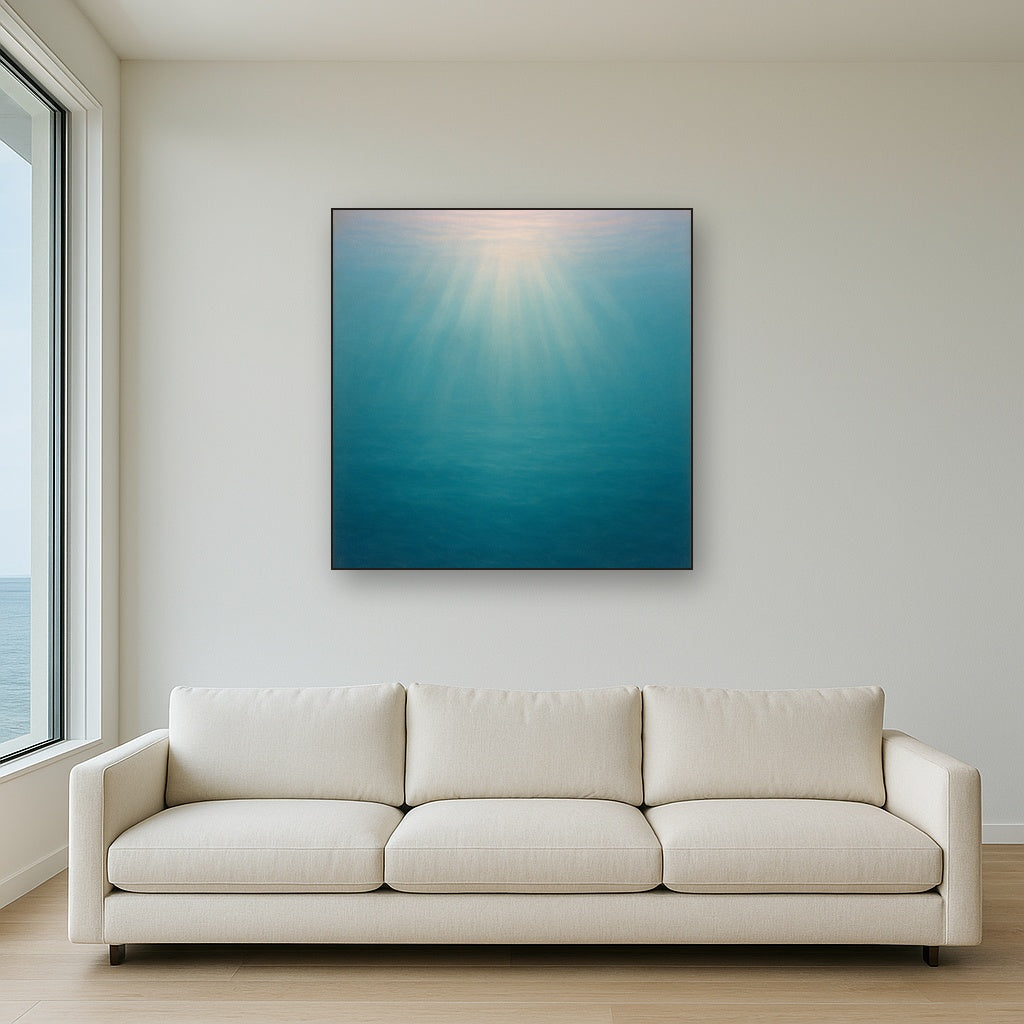 Minimalist Aquamarine Reef Void No. 10 - Modern Fine Art Oil Painting - View 2