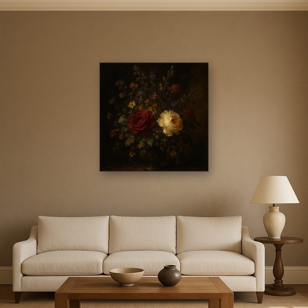 Moody Dutch Master Dark Floral Still Life No. 15 Fine Art Oil Painting - View 2