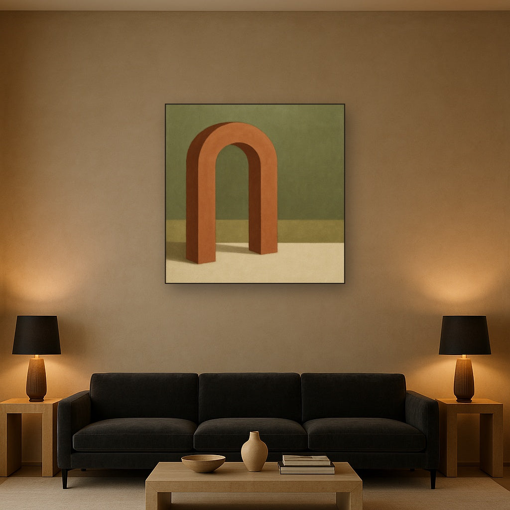 Terracotta Clay & Cream Arch No. 4 - Modern Fine Art Oil Painting - View 2