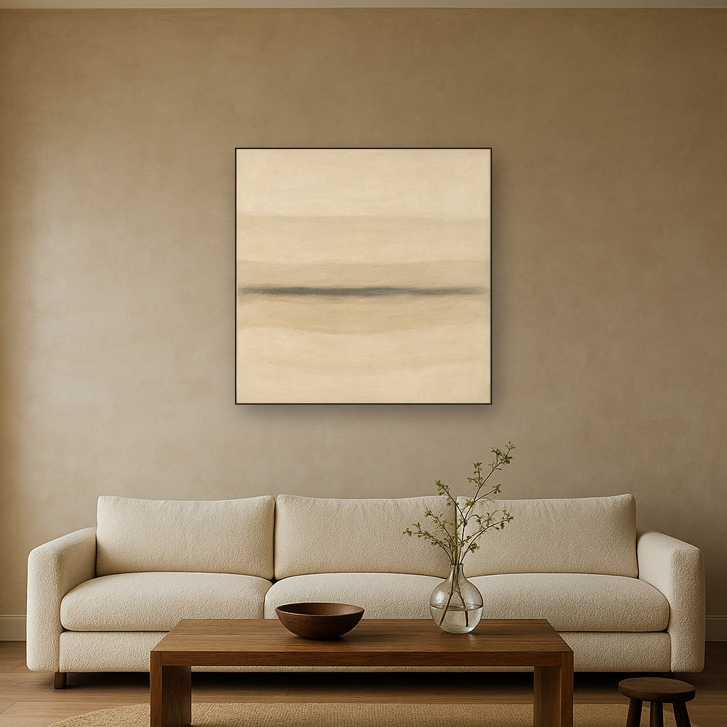 Raw Limestone Horizon & Washed Linen No. 25 Oil Painting - View 2