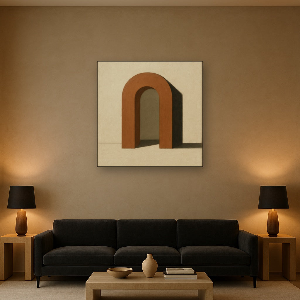 Terracotta Clay & Cream Arch No. 4 - Modern Fine Art Oil Painting - View 2