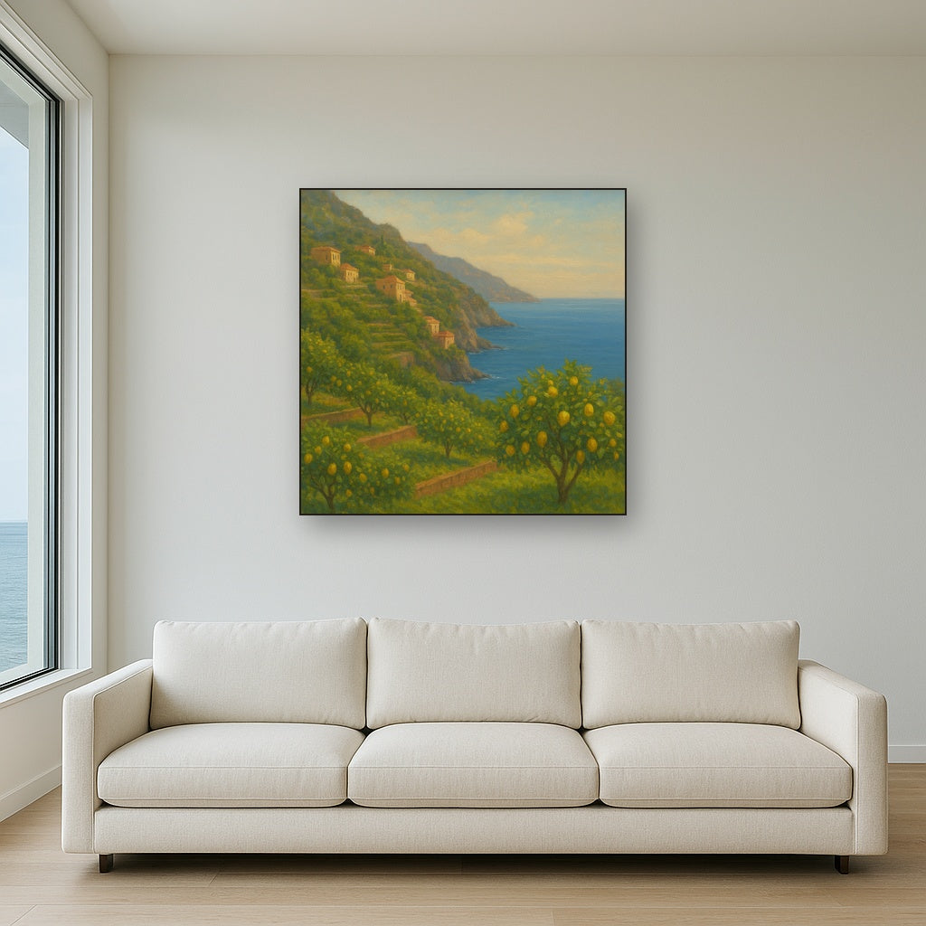 Italian Amalfi Coastline Terraces & Lemon Grove No. 10 Oil Painting - View 2