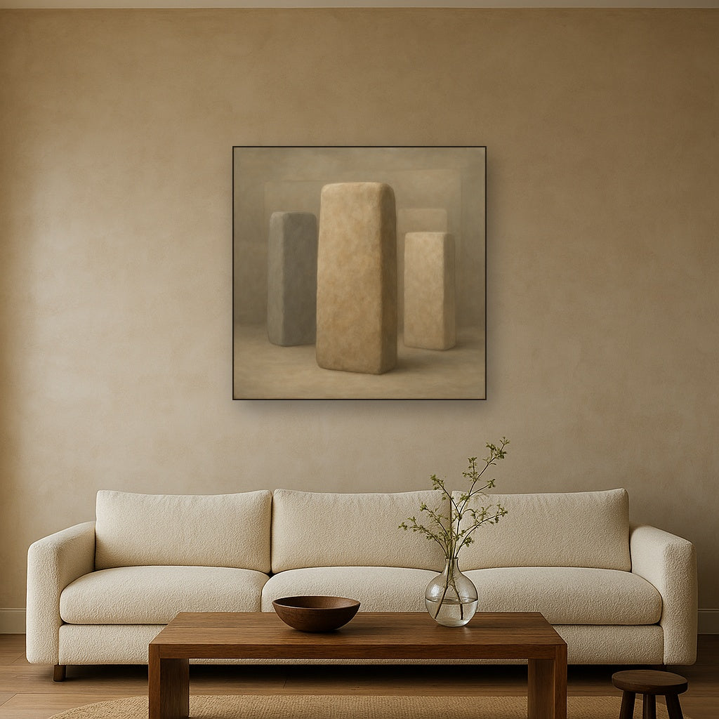 Driftwood Grey & Weathered Stone Monolith No. 3 Oil Painting - View 2