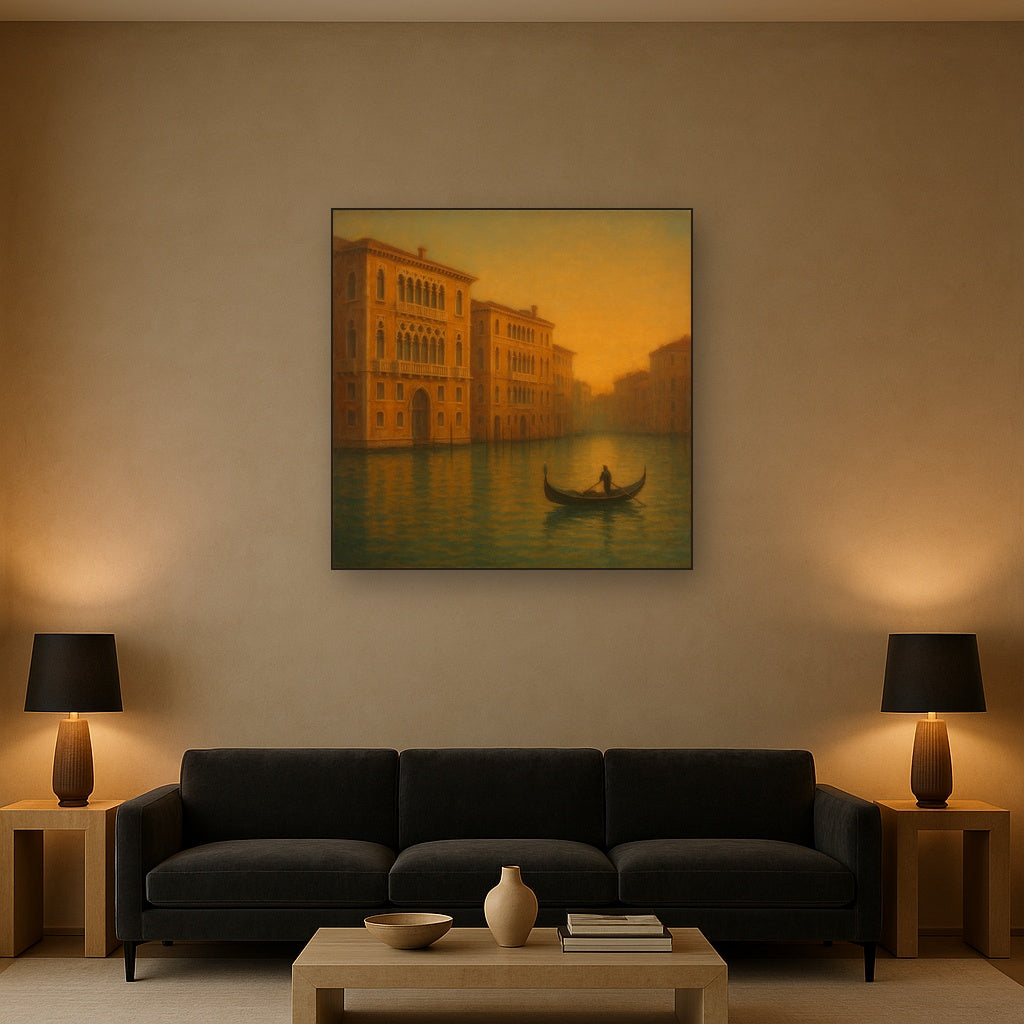 Venetian Canal Palaces at Golden Hour No. 29 Oil Painting - View 2