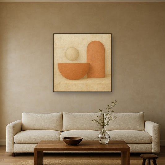 Earthy Terracotta & Weathered Plaster Wash No. 16 Oil Painting - View 2