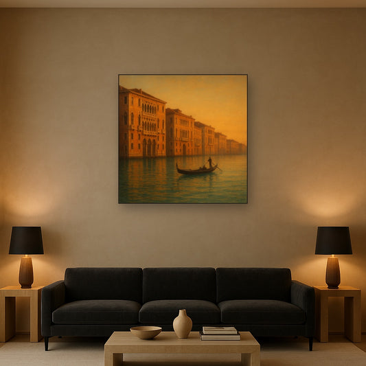 Venetian Canal Palaces at Golden Hour No. 18 Oil Painting - View 2
