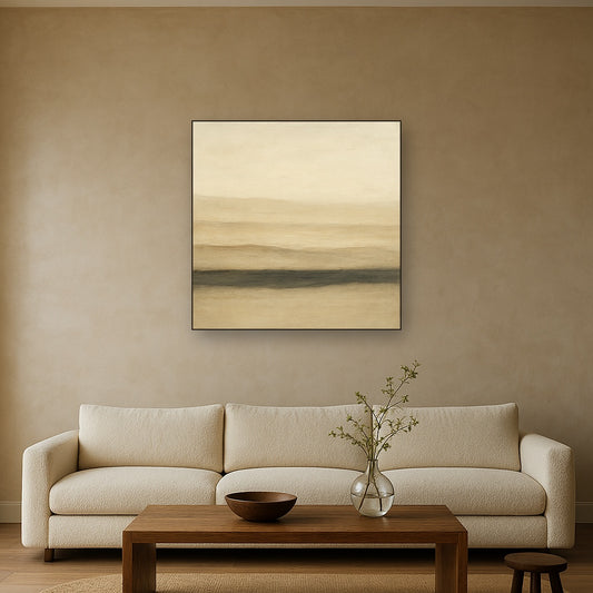Raw Limestone Horizon & Washed Linen No. 9 Oil Painting - View 2