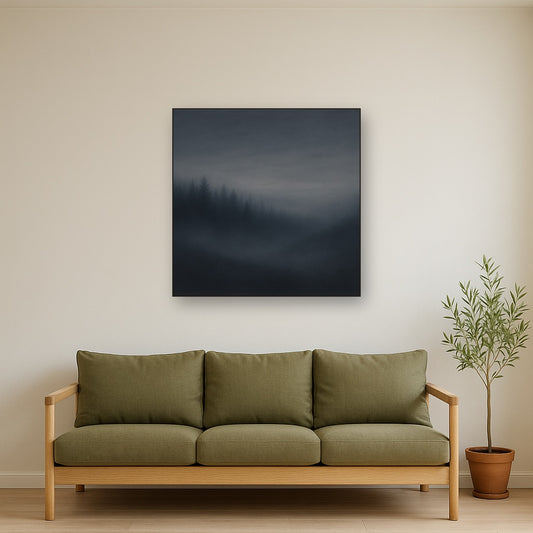 Dusk over Silent Pine Ridgeline in Charcoal Fog No. 6 Oil Painting - View 2