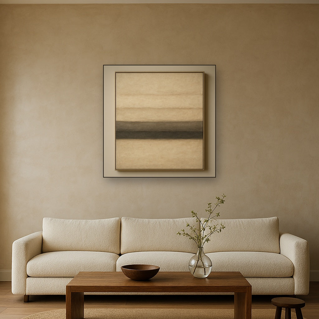 Raw Limestone Horizon & Washed Linen No. 21 Oil Painting - View 2
