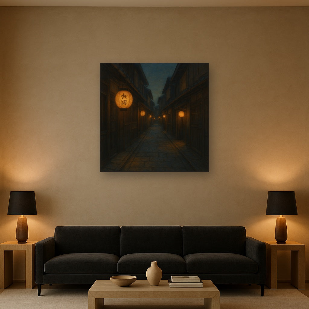 Old Kyoto Gion Alley in Soft Lantern Light No. 10 Oil Painting - View 2