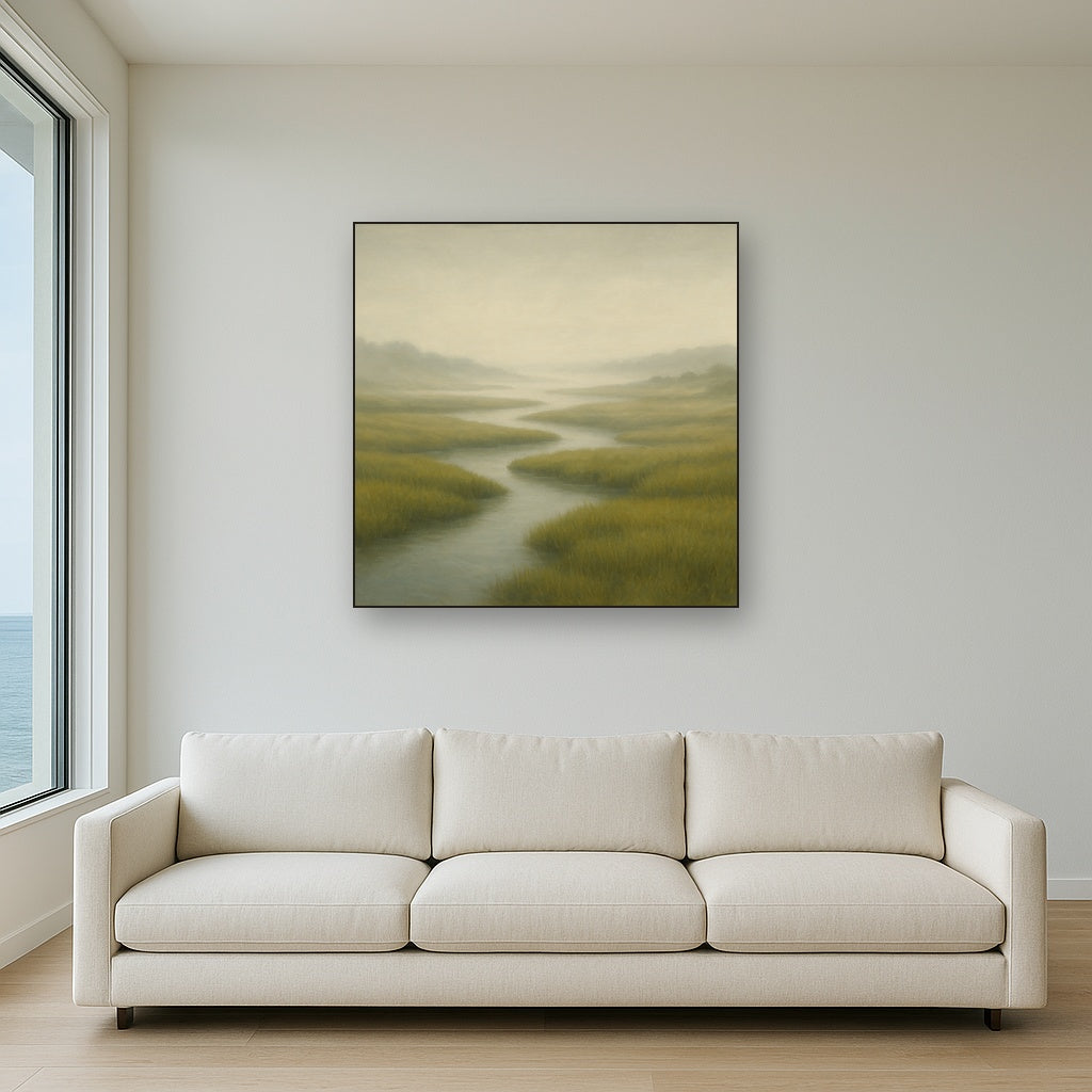 Morning Fog over Cape Cod Tidal Marsh No. 4 Oil Painting - View 2