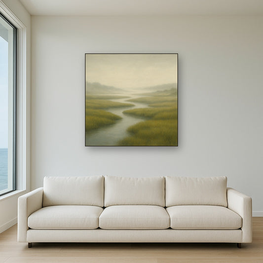Morning Fog over Cape Cod Tidal Marsh No. 4 Oil Painting - View 2