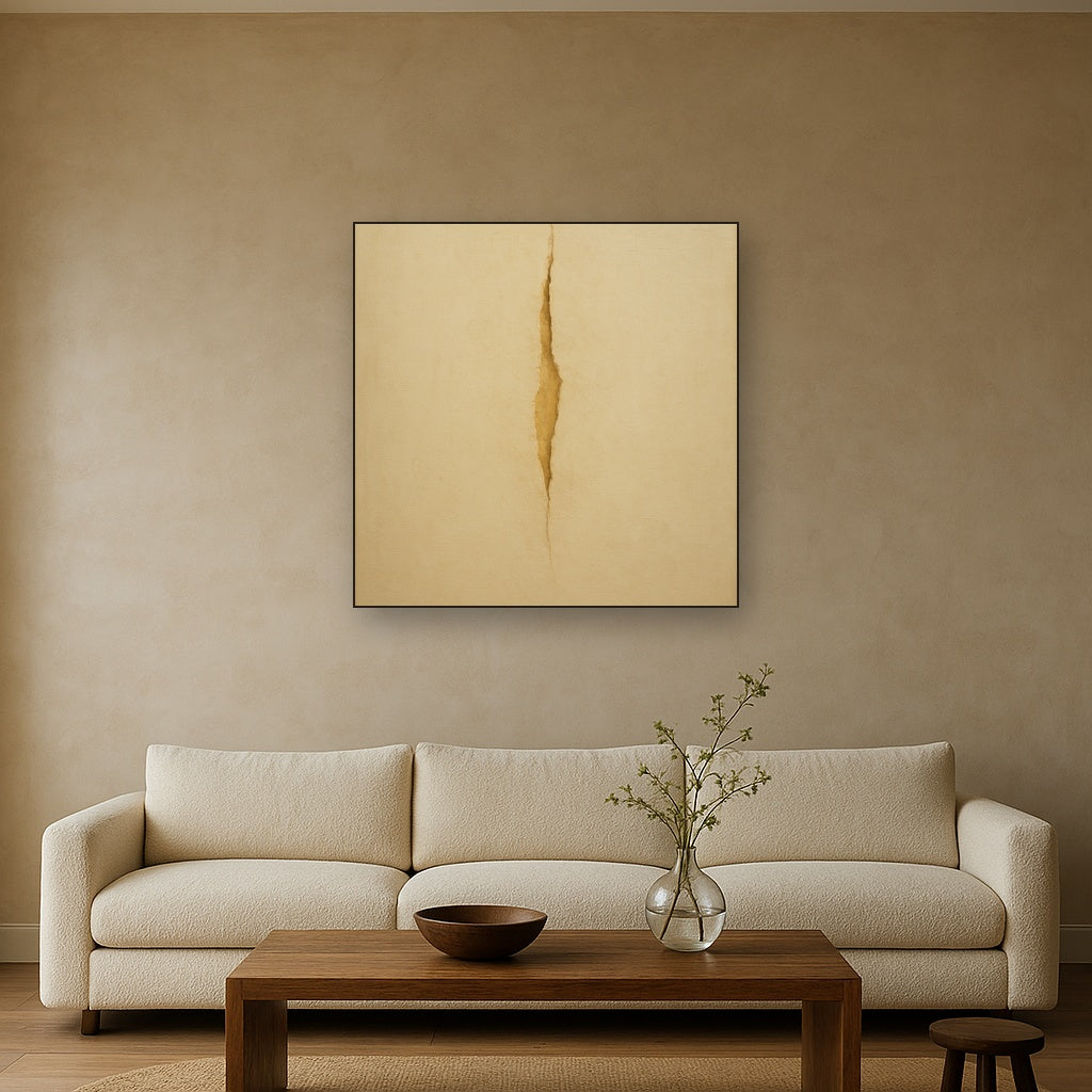 Tactile Stucco & Ochre Rift No. 9 - Modern Fine Art Oil Painting - View 2