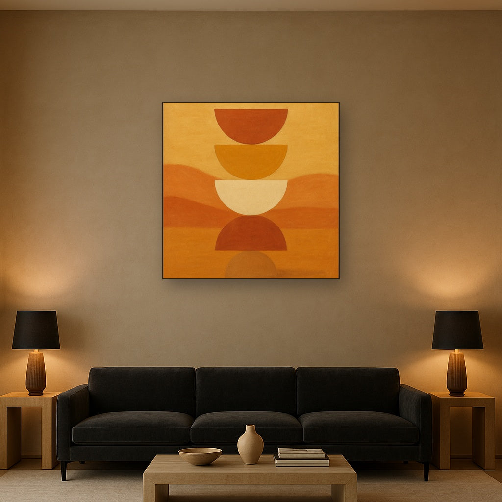 Stacked Semicircle Totem in Desert Warmth No. 15 Fine Art Oil Painting - View 2